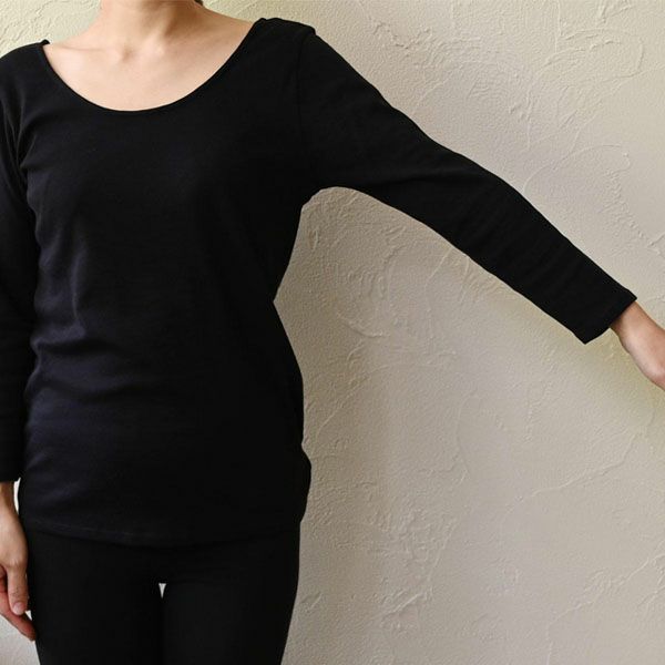 オーガニックコットン インナー 八分袖トップ