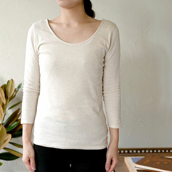 オーガニックコットン インナー 八分袖トップ