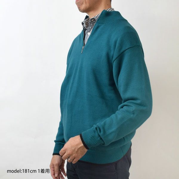 オーガニックコットン LINKING HALF ZIP SWEATER