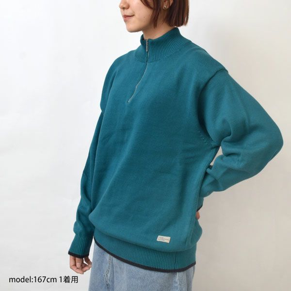 オーガニックコットン LINKING HALF ZIP SWEATER