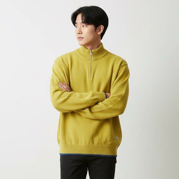 オーガニックコットン LINKING HALF ZIP SWEATER