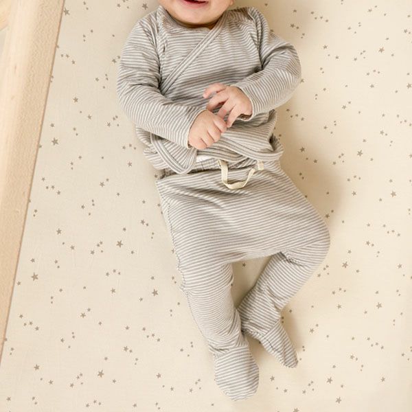 オーガニックコットン ベビー 長袖あわせトップス＆足つきパンツ