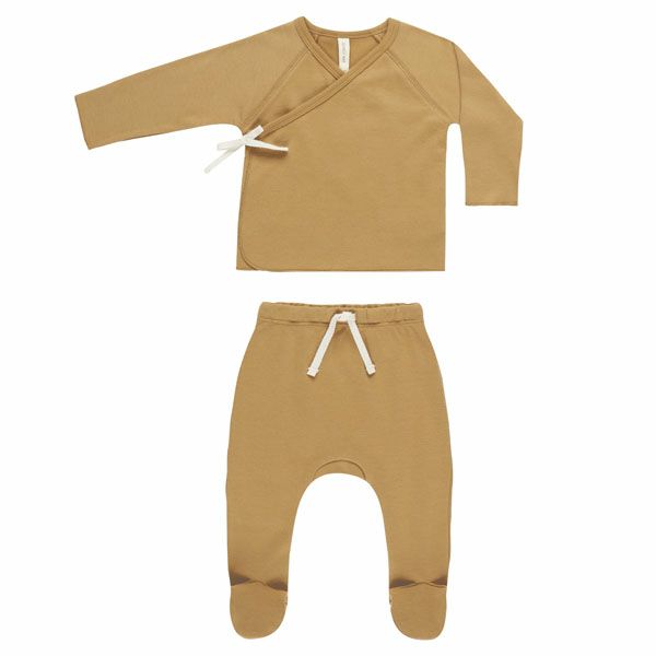 オーガニックコットン ベビー 長袖あわせトップス＆足つきパンツ