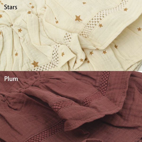 オーガニックコットン ベビー ガーゼペプラム付き ロンパース(長袖)