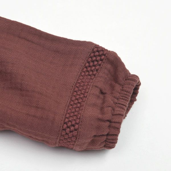 オーガニックコットン ベビー ガーゼペプラム付き ロンパース(長袖)