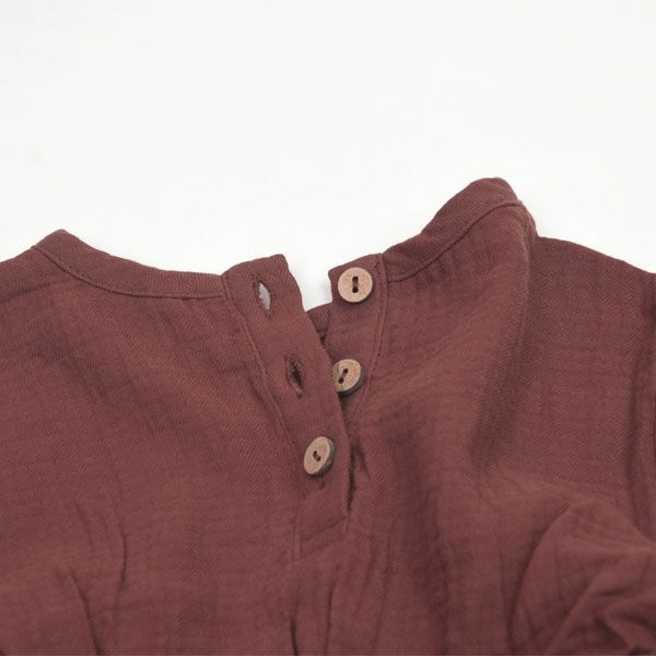 オーガニックコットン ベビー ガーゼペプラム付き ロンパース(長袖)