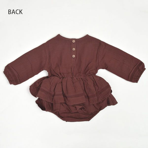 オーガニックコットン ベビー ガーゼペプラム付き ロンパース(長袖)