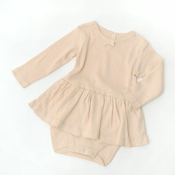オーガニックコットン ベビー ポインテルスカート付き ロンパース(長袖)
