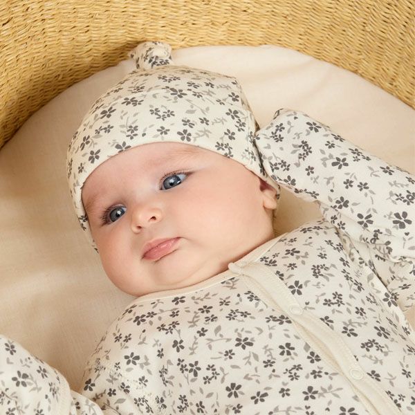 オーガニックコットン ベビー 結び帽