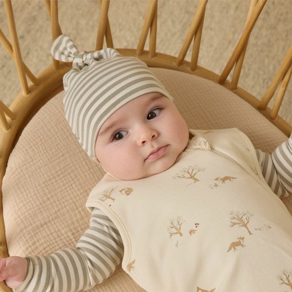 オーガニックコットン ベビー 結び帽