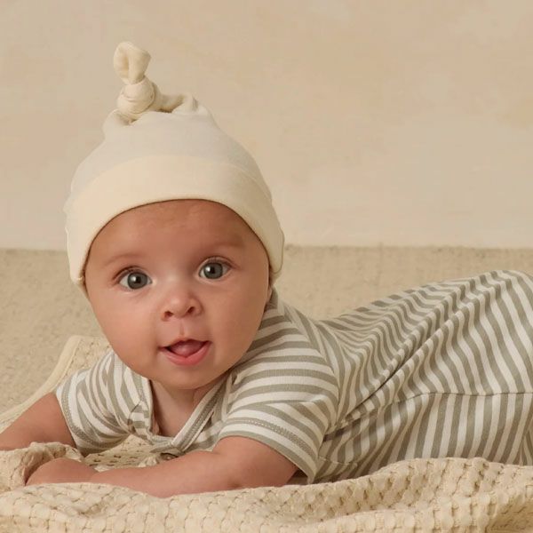 オーガニックコットン ベビー 結び帽