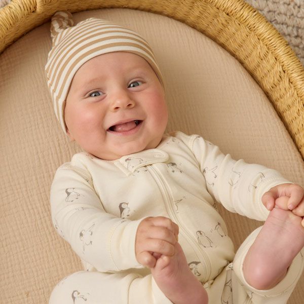オーガニックコットン ベビー 結び帽