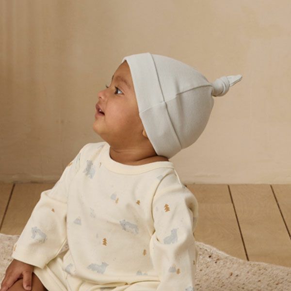 オーガニックコットン ベビー 結び帽