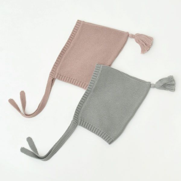 オーガニックコットン ベビー ニット ピクシーボンネット