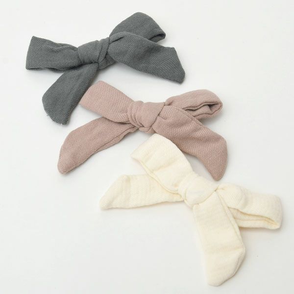 オーガニックコットン ベビー リボン ヘアクリップ