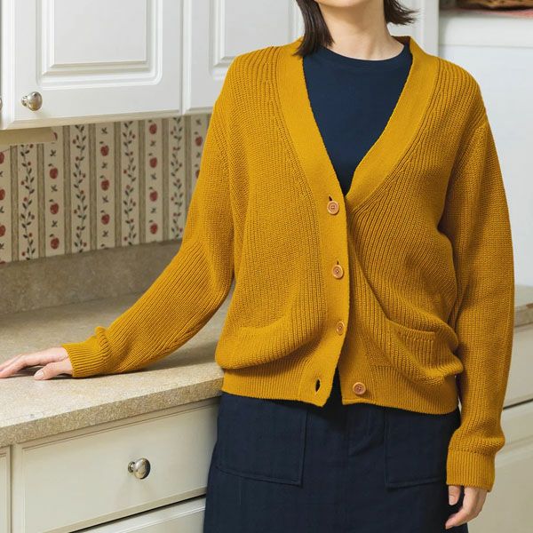 オーガニックコットン ニットタック編みカーディガン