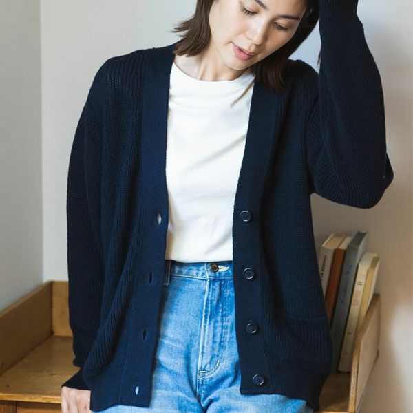 オーガニックコットン ニットタック編みカーディガン
