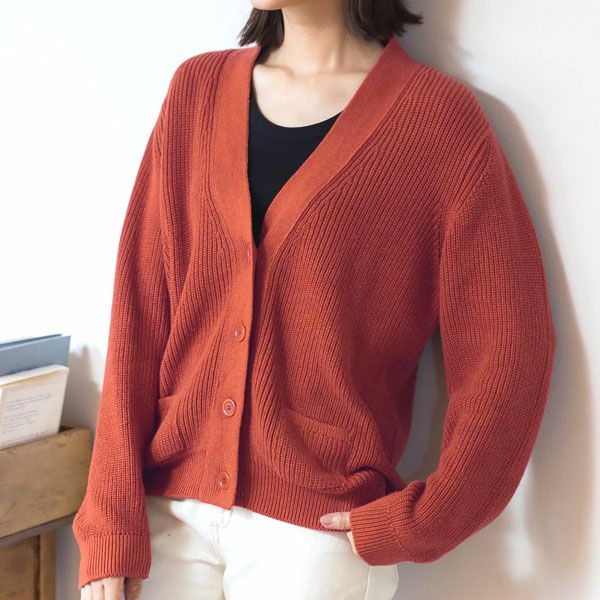 オーガニックコットン ニットタック編みカーディガン