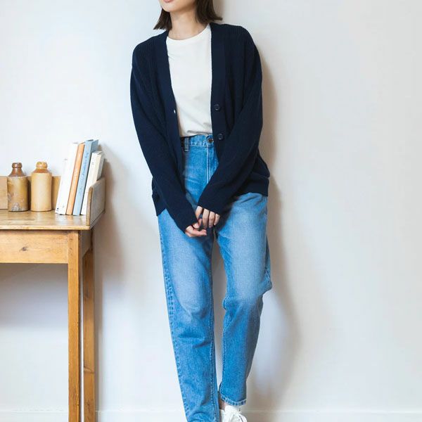 オーガニックコットン ニットタック編みカーディガン