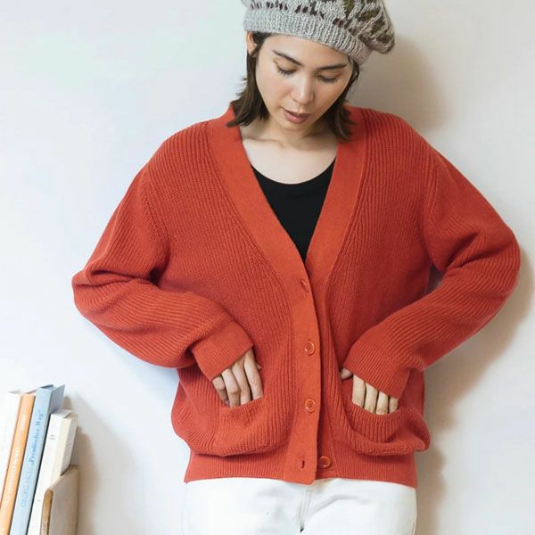 オーガニックコットン ニットタック編みカーディガン