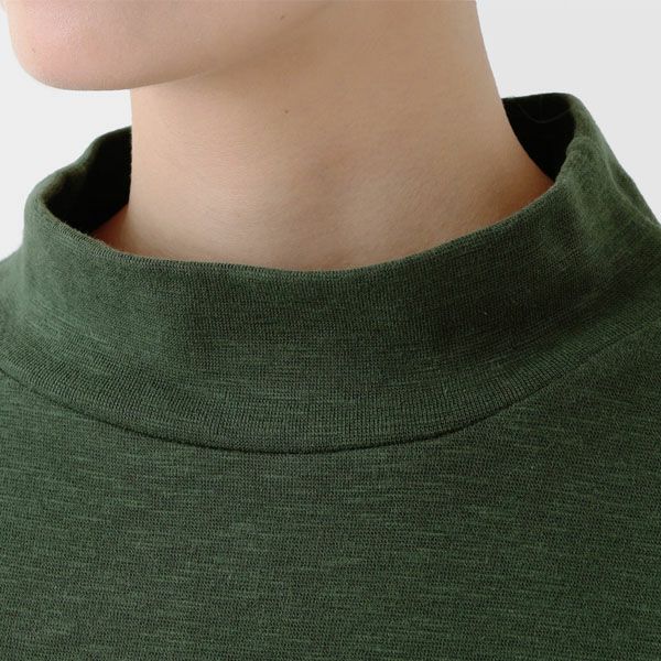 オーガニックコットン ストレッチスラブハイネックトップ