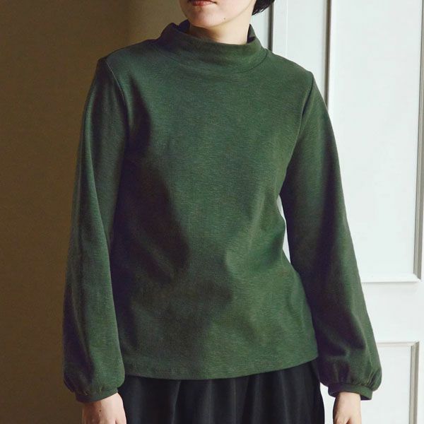 オーガニックコットン ストレッチスラブハイネックトップ