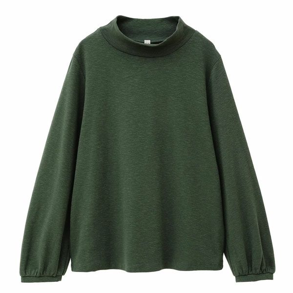 オーガニックコットン ストレッチスラブハイネックトップ