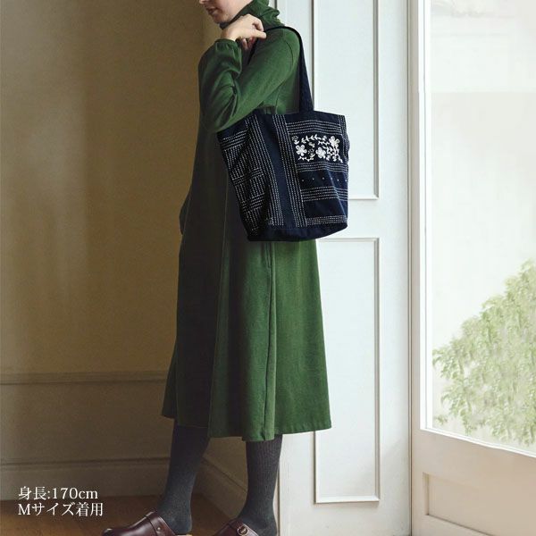 オーガニックコットン ストレッチスラブオフタートルワンピース