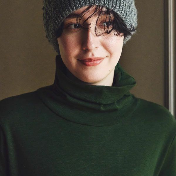 オーガニックコットン ストレッチスラブオフタートルワンピース