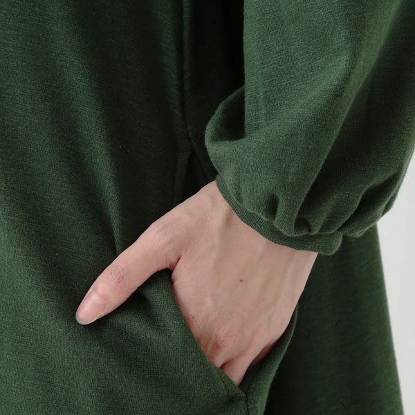 オーガニックコットン ストレッチスラブオフタートルワンピース