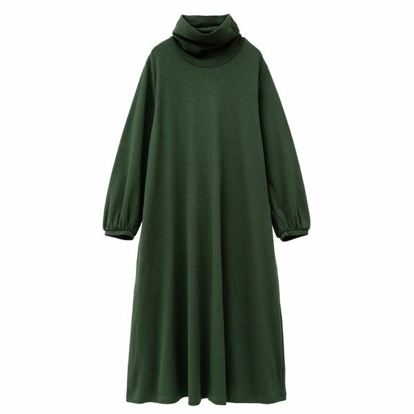 オーガニックコットン ストレッチスラブオフタートルワンピース