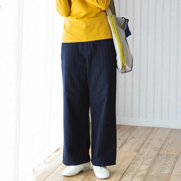 オーガニックコットン 手織りワイドパンツ