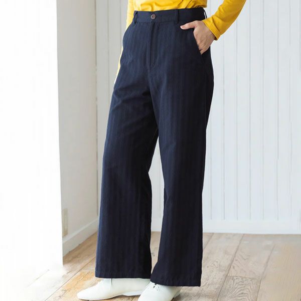 オーガニックコットン 手織りワイドパンツ
