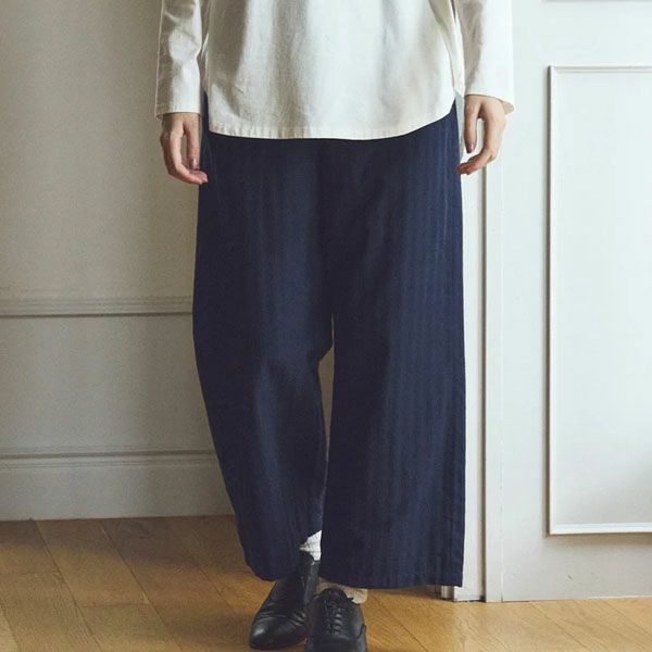 オーガニックコットン 手織りワイドパンツ