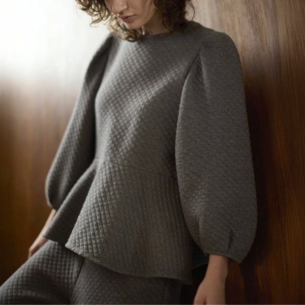 オーガニックコットン キルティング ペプラムトップス