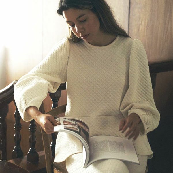 オーガニックコットン キルティング ペプラムトップス