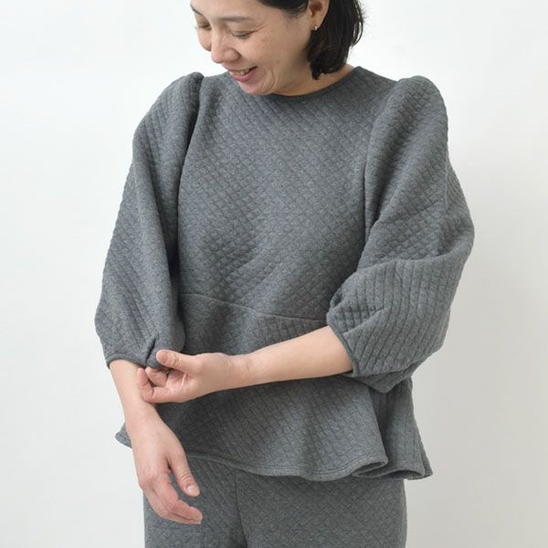 オーガニックコットン キルティング ペプラムトップス