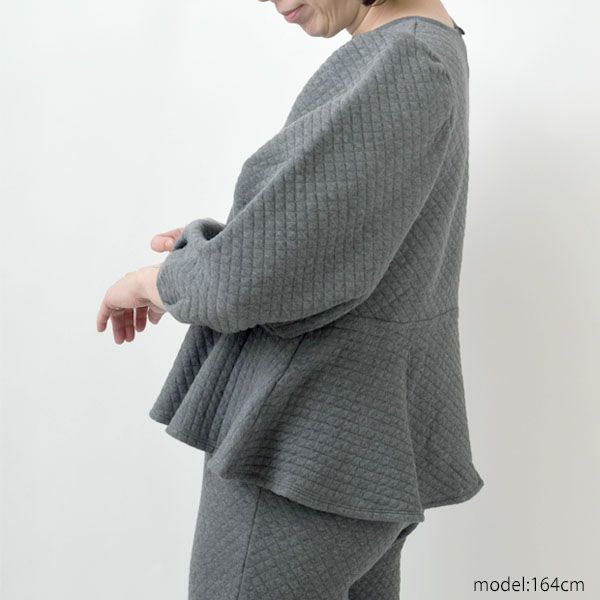 オーガニックコットン キルティング ペプラムトップス