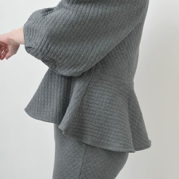 オーガニックコットン キルティング ペプラムトップス