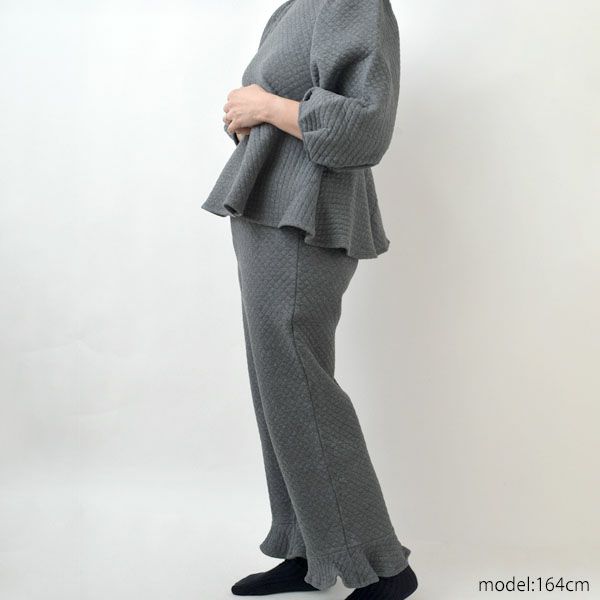 オーガニックコットン キルティング ペプラムトップス