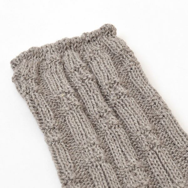 オーガニックコットン＆ヤク フォレストグレイタック編みソックス