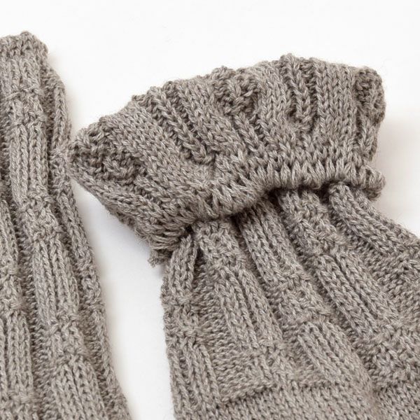 オーガニックコットン＆ヤク フォレストグレイタック編みソックス