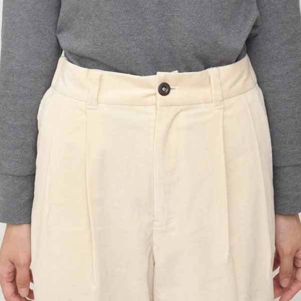 オーガニックコットン ストレッチ ノンコール タックパンツ