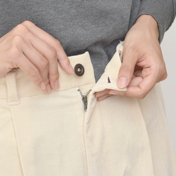 オーガニックコットン ストレッチ ノンコール タックパンツ