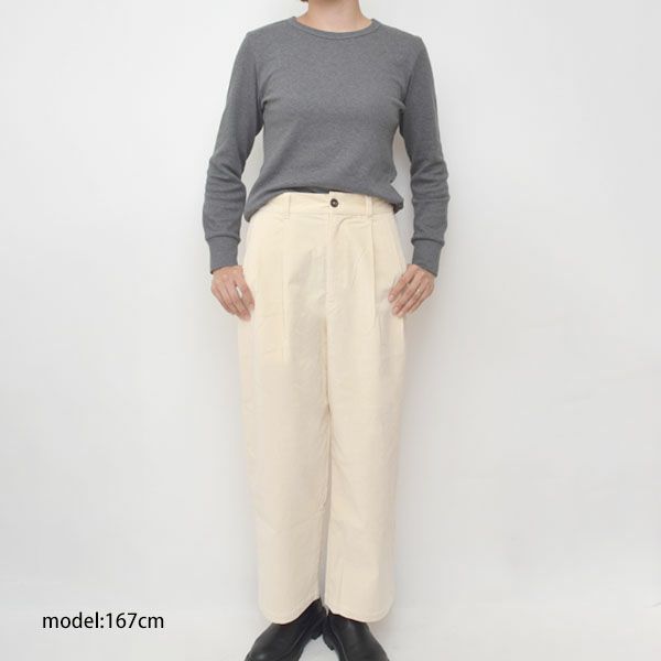 オーガニックコットン ストレッチ ノンコール タックパンツ