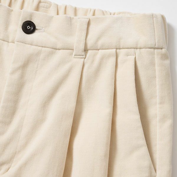 オーガニックコットン ストレッチ ノンコール タックパンツ