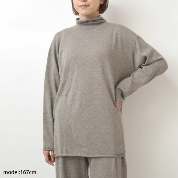 オーガニックコットン＆ヤク フォレストグレイ ニットタートルプルオーバー