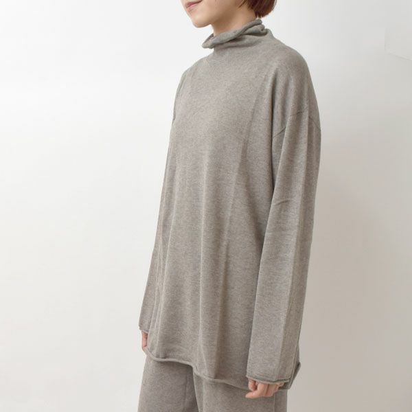 オーガニックコットン＆ヤク フォレストグレイ ニットタートルプルオーバー