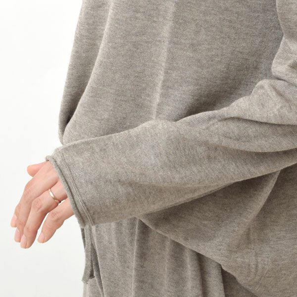 オーガニックコットン＆ヤク フォレストグレイ ニットタートルプルオーバー