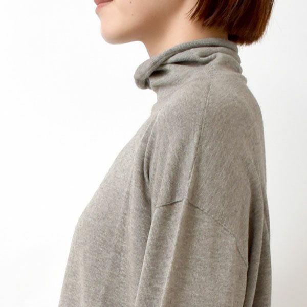 オーガニックコットン＆ヤク フォレストグレイ ニットタートルプルオーバー